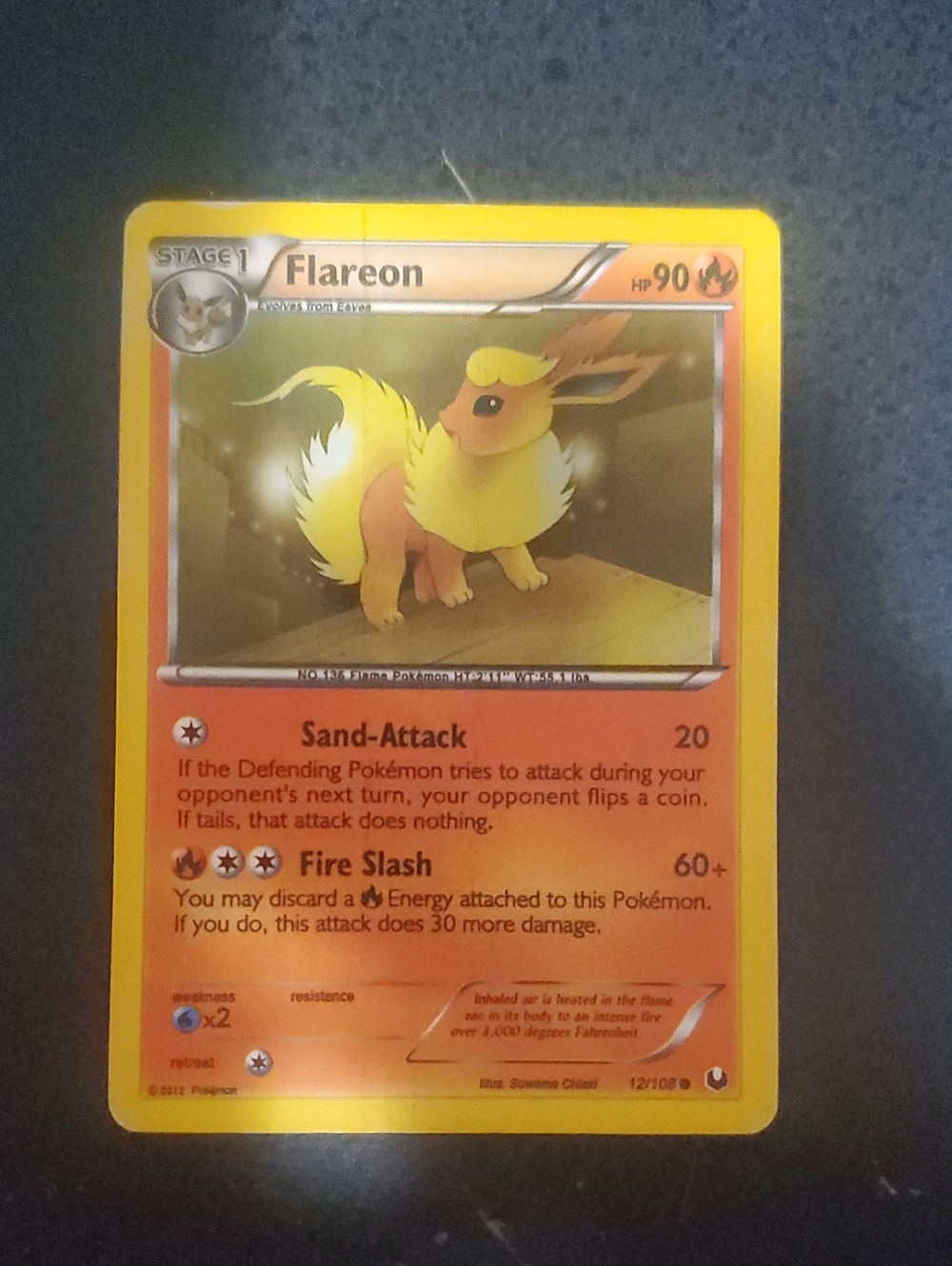 Pokemon Flareon Card - Yellow, Orange, Red